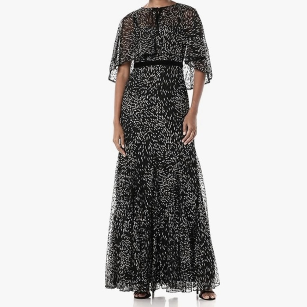 Adrianna Papell Glitter Evening Gown with‎ Cape